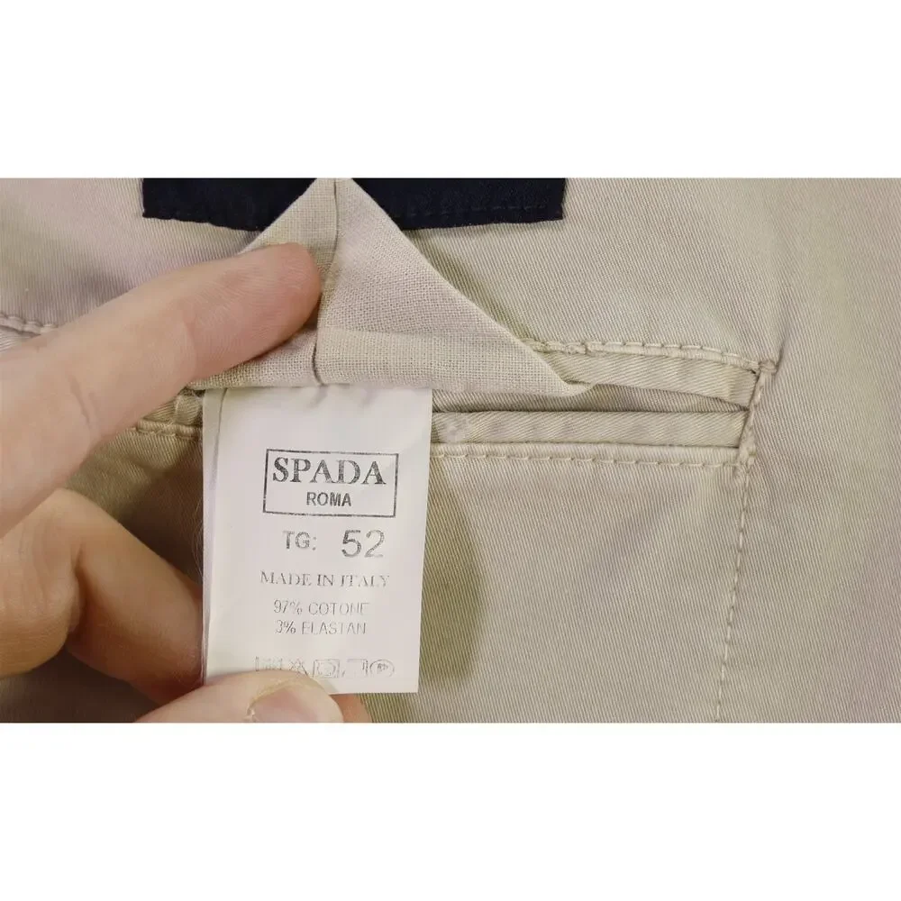 Spada Roma Khaki Tan Cotton Patch Pocket Unstructured Blazer Jacket 42R